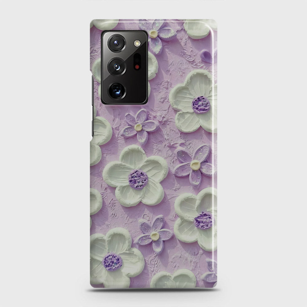 Samsung Galaxy Note 20 Ultra Cover - Floral Series - Design 4 - Purple & White - Matte Finish - Snap On Hard Case with LifeTime Colors Guarantee