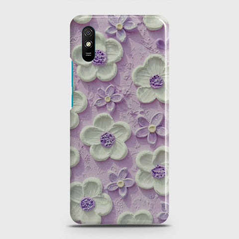 Xiaomi Redmi 9A Cover - Floral Series - Design 4 - Purple & White - Matte Finish - Snap On Hard Case with LifeTime Colors Guarantee