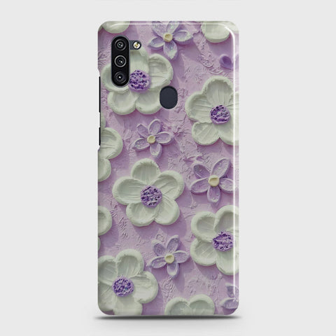 Samsung Galaxy M11 Cover - Floral Series - Design 4 - Purple & White - Matte Finish - Snap On Hard Case with LifeTime Colors Guarantee