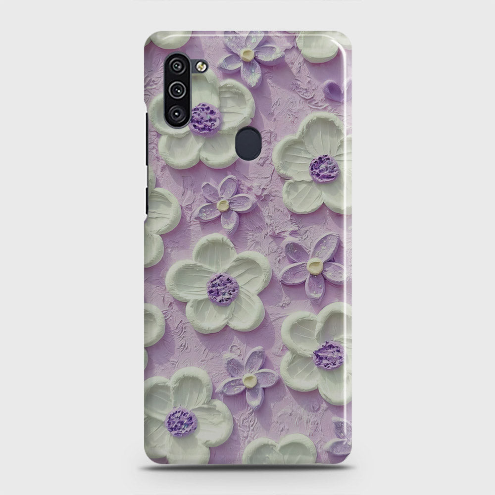 Samsung Galaxy A11 Cover - Floral Series - Design 4 - Purple & White - Matte Finish - Snap On Hard Case with LifeTime Colors Guarantee