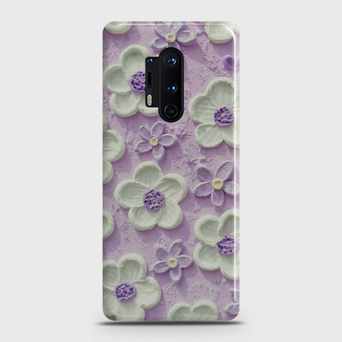 OnePlus 8 Pro Cover - Floral Series - Design 4 - Purple & White - Matte Finish - Snap On Hard Case with LifeTime Colors Guarantee