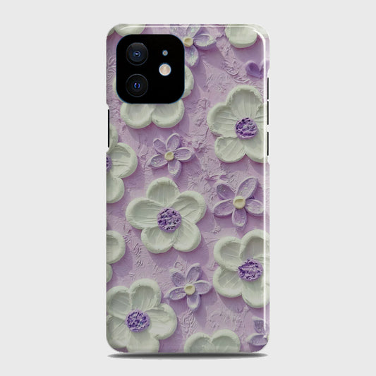 iPhone 12 Mini Cover - Floral Series - Design 4 - Purple & White - Matte Finish - Snap On Hard Case with LifeTime Colors Guarantee