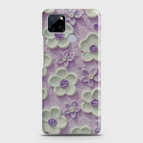 Realme C12 Cover - Floral Series - Design 4 - Purple & White - Matte Finish - Snap On Hard Case with LifeTime Colors Guarantee