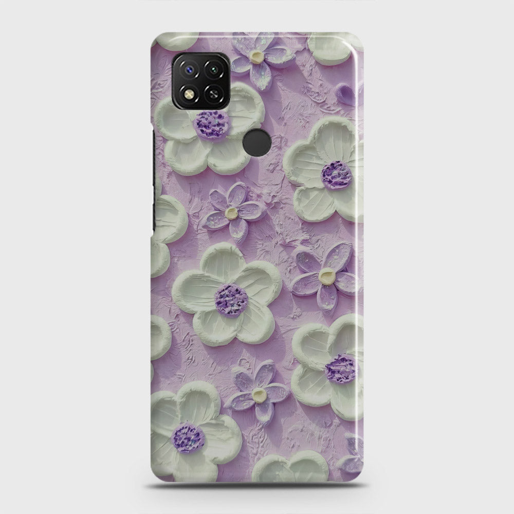 Xiaomi Redmi 9C Cover - Floral Series - Design 4 - Purple & White - Matte Finish - Snap On Hard Case with LifeTime Colors Guarantee