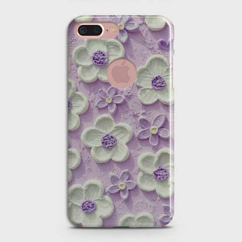 iPhone 8 / 7 Logo Cover - Floral Series - Design 4 - Purple & White - Matte Finish - Snap On Hard Case with LifeTime Colors Guarantee