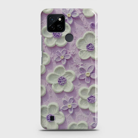 Realme C21Y Cover - Floral Series - Design 4 - Purple & White - Matte Finish - Snap On Hard Case with LifeTime Colors Guarantee