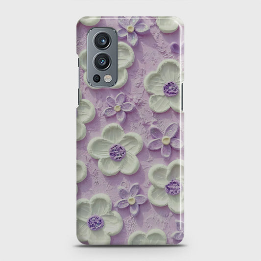 OnePlus Nord 2 Cover - Floral Series - Design 4 - Purple & White - Matte Finish - Snap On Hard Case with LifeTime Colors Guarantee