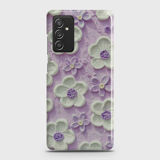 Samsung Galaxy M52 5G Cover - Floral Series - Design 4 - Purple & White - Matte Finish - Snap On Hard Case with LifeTime Colors Guarantee