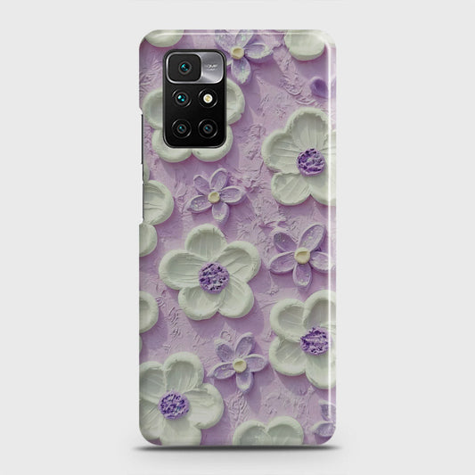 Xiaomi Redmi 10 Cover - Floral Series - Design 4 - Purple & White - Matte Finish - Snap On Hard Case with LifeTime Colors Guarantee