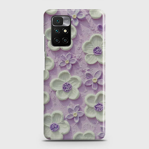 Xiaomi Redmi 10 Cover - Floral Series - Design 4 - Purple & White - Matte Finish - Snap On Hard Case with LifeTime Colors Guarantee