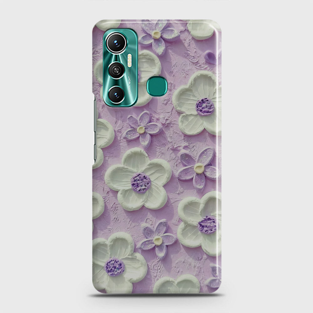 Infinix Hot 11 Cover - Floral Series - Design 4 - Purple & White - Matte Finish - Snap On Hard Case with LifeTime Colors Guarantee