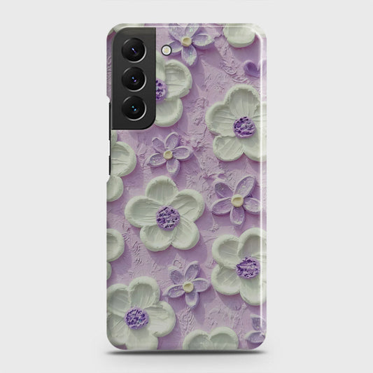 Samsung Galaxy S22 5G Cover - Floral Series - Design 4 - Purple & White - Matte Finish - Snap On Hard Case with LifeTime Colors Guarantee