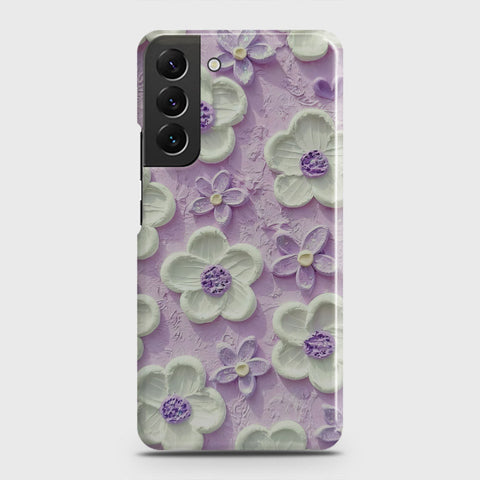 Samsung Galaxy S22 5G Cover - Floral Series - Design 4 - Purple & White - Matte Finish - Snap On Hard Case with LifeTime Colors Guarantee