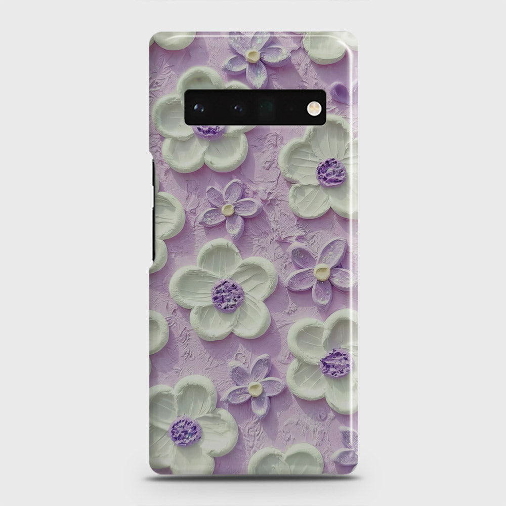 Google Pixel 6 Pro Cover - Floral Series - Design 4 - Purple & White - Matte Finish - Snap On Hard Case with LifeTime Colors Guarantee