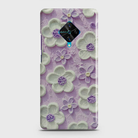 Vivo S1 Pro  Cover - Floral Series - Design 4 - Purple & White - Matte Finish - Snap On Hard Case with LifeTime Colors Guarantee