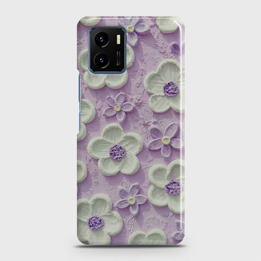 Vivo Y15a Cover - Floral Series - Design 4 - Purple & White - Matte Finish - Snap On Hard Case with LifeTime Colors Guarantee