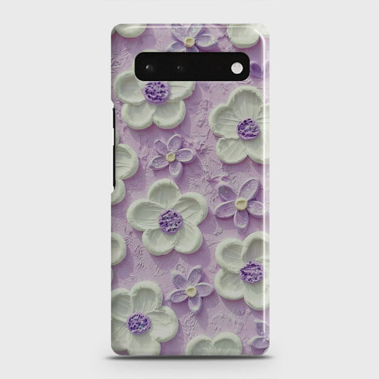 Google Pixel 6 Cover - Floral Series - Design 4 - Purple & White - Matte Finish - Snap On Hard Case with LifeTime Colors Guarantee