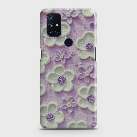 OnePlus Nord N10 5G Cover - Floral Series - Design 4 - Purple & White - Matte Finish - Snap On Hard Case with LifeTime Colors Guarantee