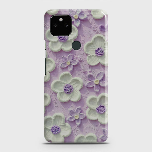 Google Pixel 5a 5G Cover - Floral Series - Design 4 - Purple & White - Matte Finish - Snap On Hard Case with LifeTime Colors Guarantee