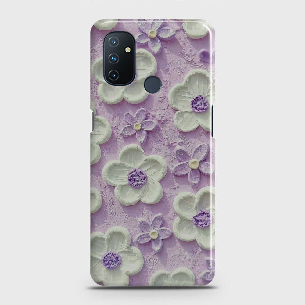 OnePlus Nord N100 Cover - Floral Series - Design 4 - Purple & White - Matte Finish - Snap On Hard Case with LifeTime Colors Guarantee