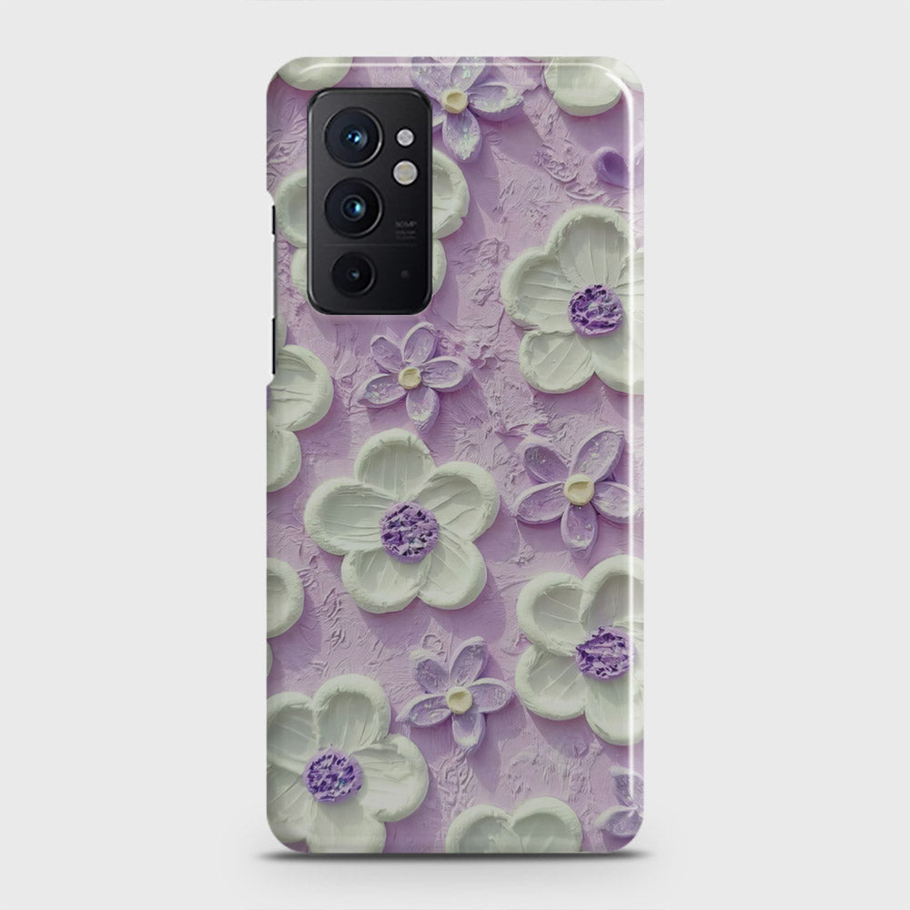 OnePlus 9RT 5G Cover - Floral Series - Design 4 - Purple & White - Matte Finish - Snap On Hard Case with LifeTime Colors Guarantee