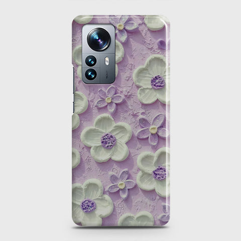 Xiaomi 12 Cover - Floral Series - Design 4 - Purple & White - Matte Finish - Snap On Hard Case with LifeTime Colors Guarantee