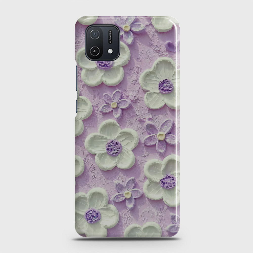 Oppo A16K Cover - Floral Series - Design 4 - Purple & White - Matte Finish - Snap On Hard Case with LifeTime Colors Guarantee