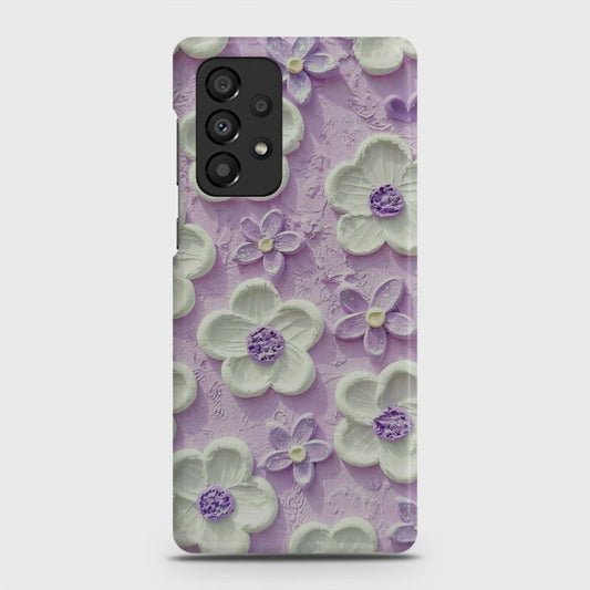 Samsung Galaxy A73 5G Cover - Floral Series - Design 4 - Purple & White - Matte Finish - Snap On Hard Case with LifeTime Colors Guarantee