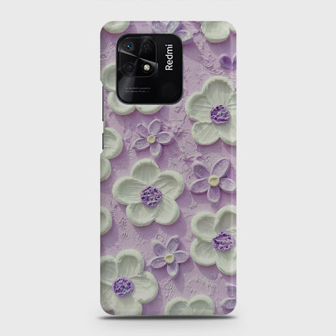 Xiaomi Redmi 10C Cover - Floral Series - Design 4 - Purple & White - Matte Finish - Snap On Hard Case with LifeTime Colors Guarantee