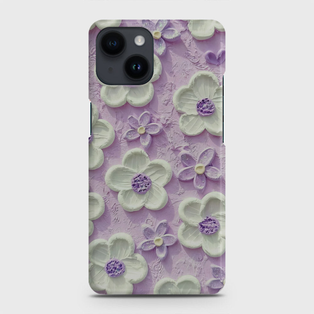 iPhone 14 Cover - Floral Series - Design 4 - Purple & White - Matte Finish - Snap On Hard Case with LifeTime Colors Guarantee