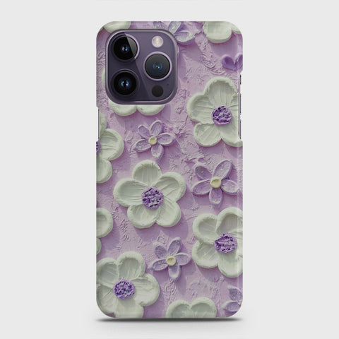 iPhone 14 Pro Cover - Floral Series - Design 4 - Purple & White - Matte Finish - Snap On Hard Case with LifeTime Colors Guarantee