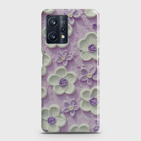 Realme 9 Pro Plus Cover - Floral Series - Design 4 - Purple & White - Matte Finish - Snap On Hard Case with LifeTime Colors Guarantee