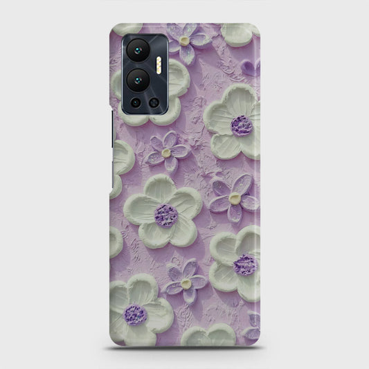 Infinix Hot 12 Cover - Floral Series - Design 4 - Purple & White - Matte Finish - Snap On Hard Case with LifeTime Colors Guarantee