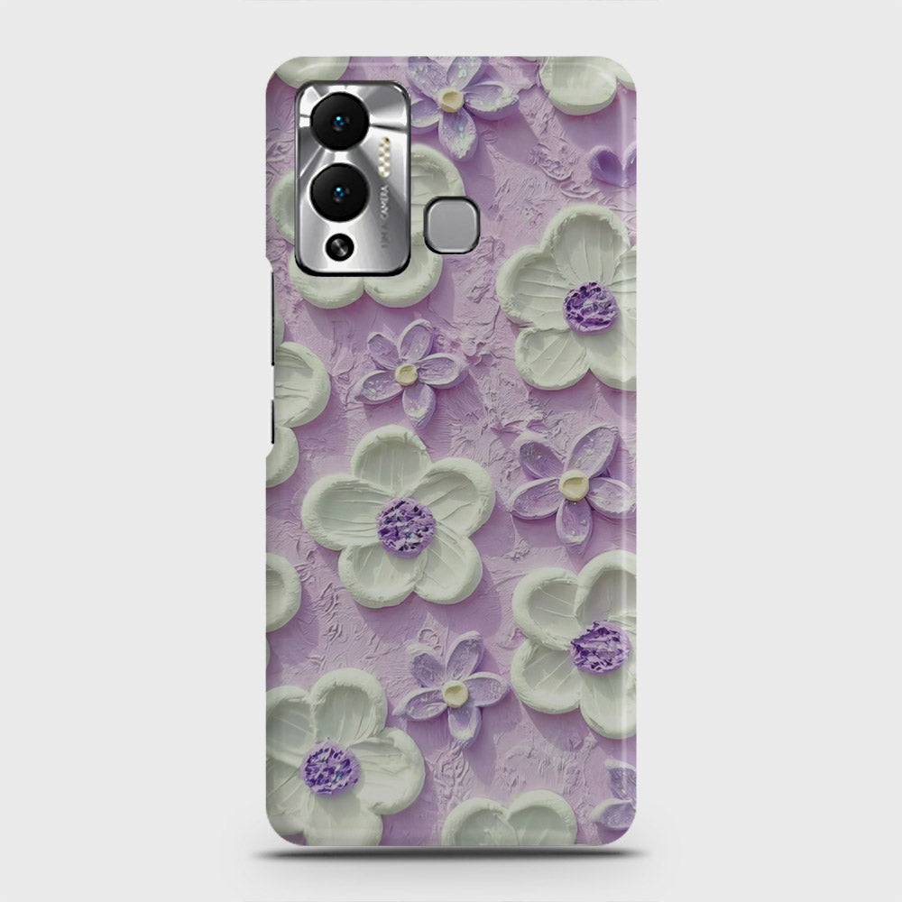 Infinix Hot 12 Play Cover - Floral Series - Design 4 - Purple & White - Matte Finish - Snap On Hard Case with LifeTime Colors Guarantee