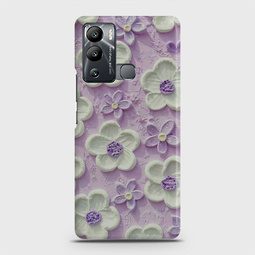 Infinix Hot 12i Cover - Floral Series - Design 4 - Purple & White - Matte Finish - Snap On Hard Case with LifeTime Colors Guarantee