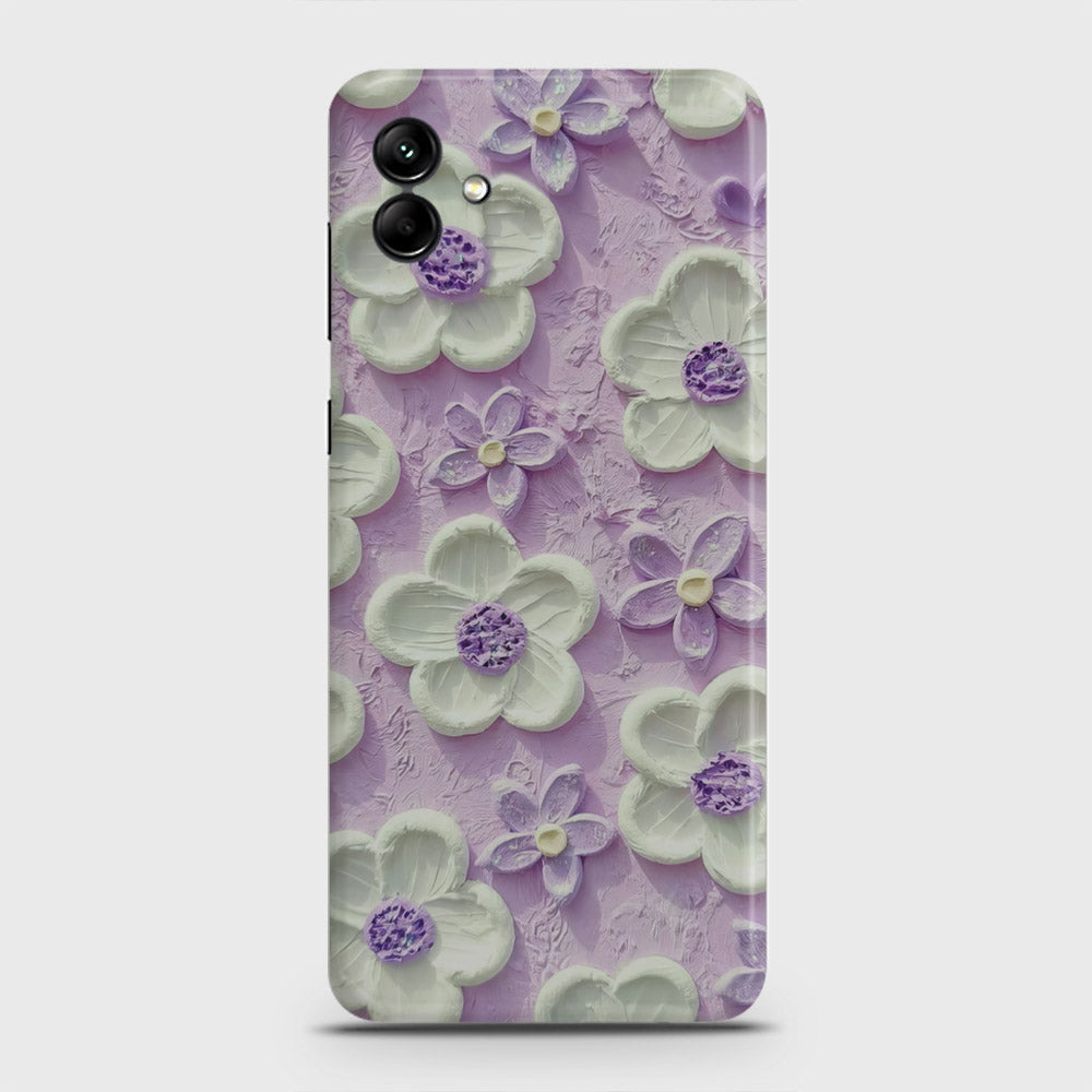 Samsung Galaxy A04 Cover - Floral Series - Design 4 - Purple & White - Matte Finish - Snap On Hard Case with LifeTime Colors Guarantee