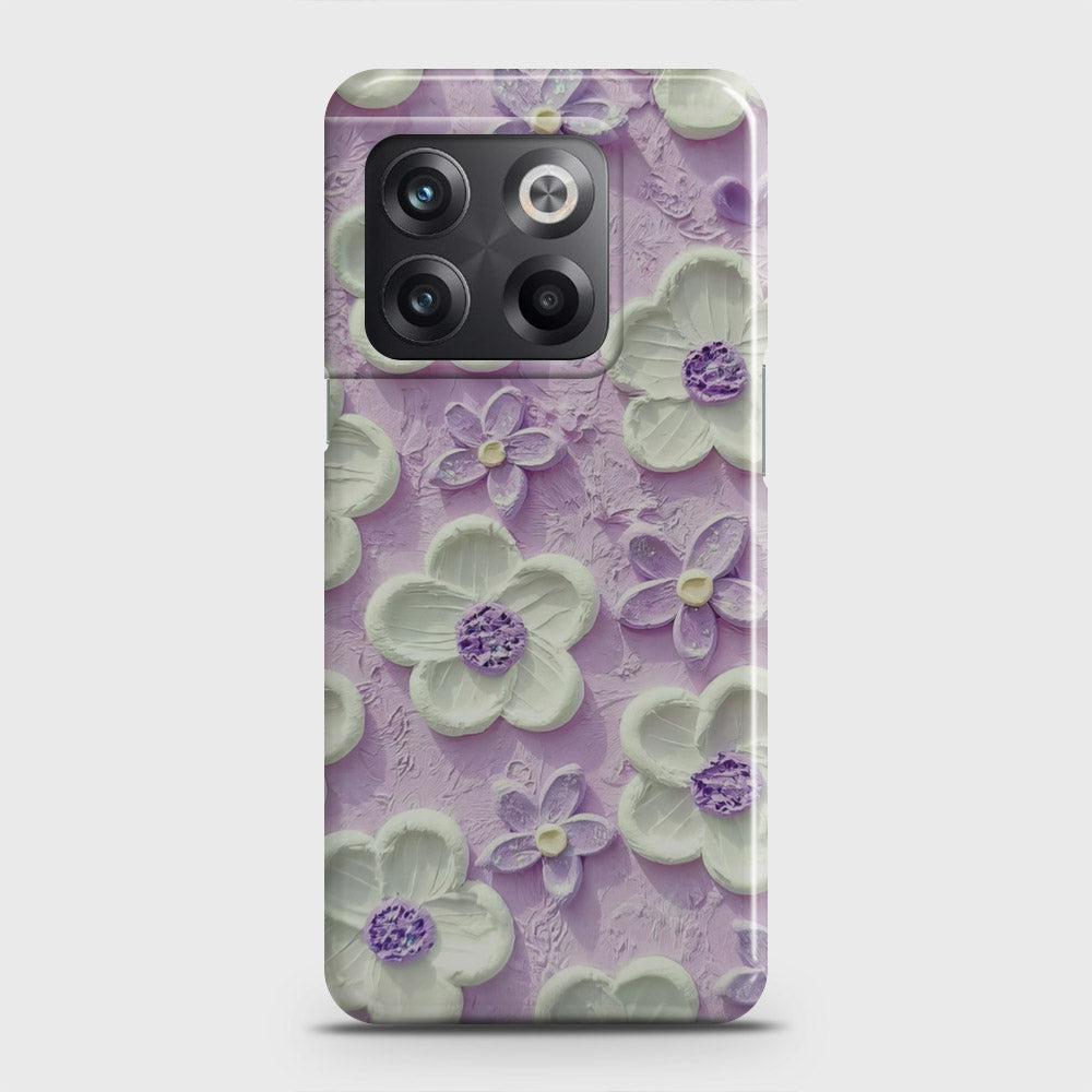 OnePlus 10T Cover - Floral Series - Design 4 - Purple & White - Matte Finish - Snap On Hard Case with LifeTime Colors Guarantee