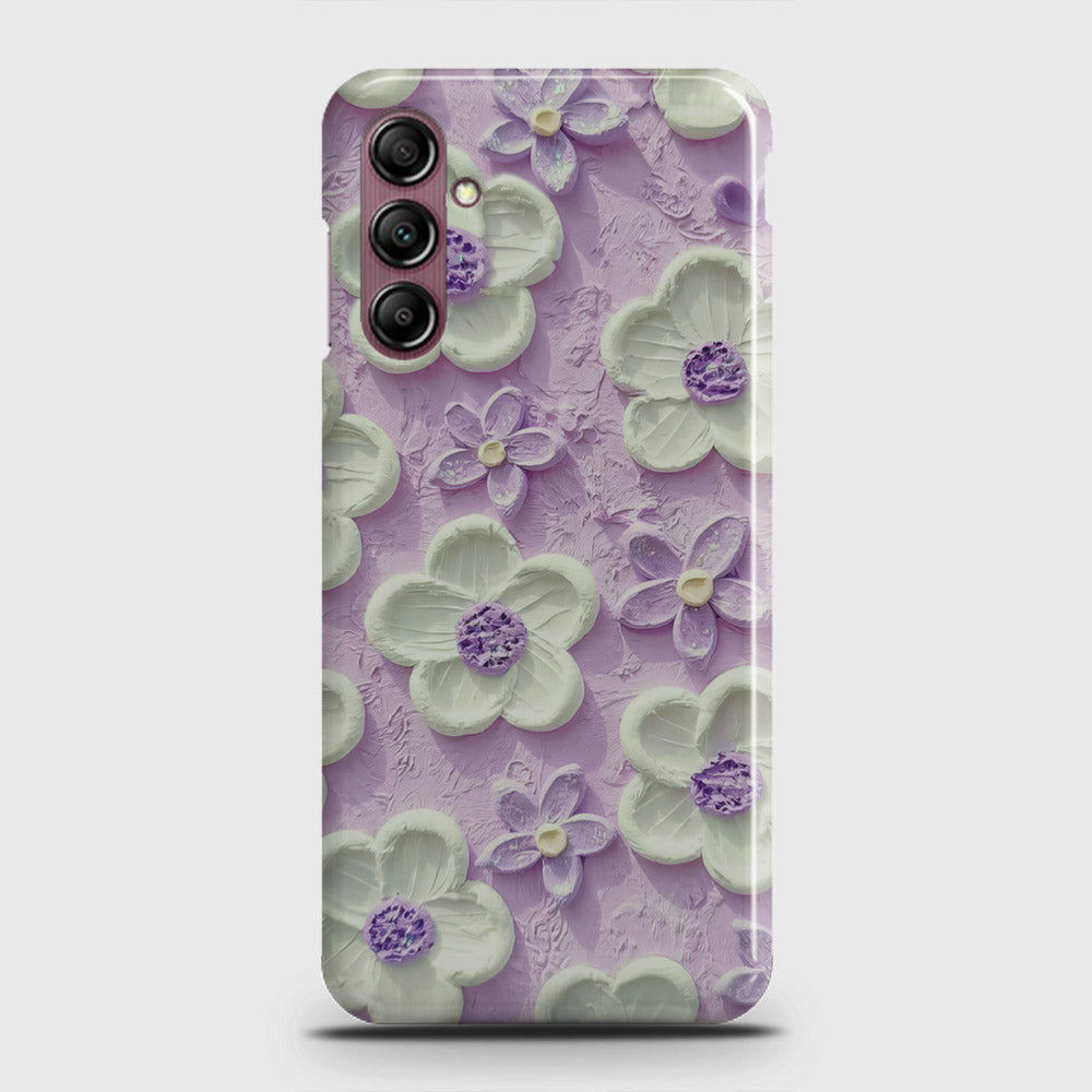 Samsung Galaxy A14 4G Cover - Floral Series - Design 4 - Purple & White - Matte Finish - Snap On Hard Case with LifeTime Colors Guarantee