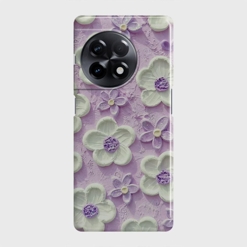 OnePlus 11R Cover - Floral Series - Design 4 - Purple & White - Matte Finish - Snap On Hard Case with LifeTime Colors Guarantee