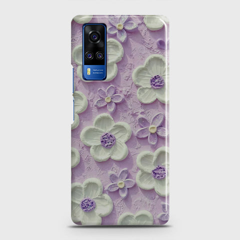 Vivo Y31  Cover - Floral Series - Design 4 - Purple & White - Matte Finish - Snap On Hard Case with LifeTime Colors Guarantee