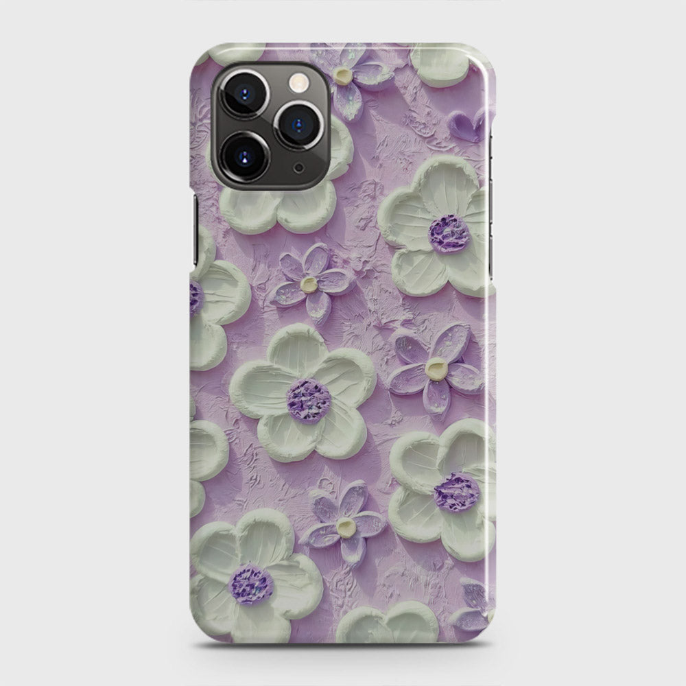 iPhone 11 Pro Cover - Floral Series - Design 4 - Purple & White - Matte Finish - Snap On Hard Case with LifeTime Colors Guarantee