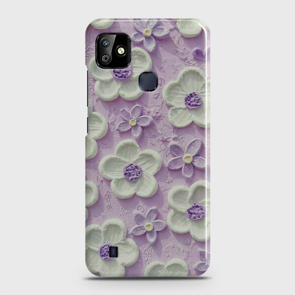 Infinix Smart HD 2021 Cover - Floral Series - Design 4 - Purple & White - Matte Finish - Snap On Hard Case with LifeTime Colors Guarantee