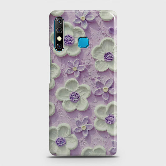 Tecno Spark 4 Cover - Floral Series - Design 4 - Purple & White - Matte Finish - Snap On Hard Case with LifeTime Colors Guarantee