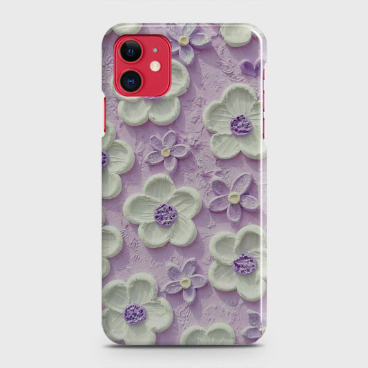 iPhone 11 Cover - Floral Series - Design 4 - Purple & White - Matte Finish - Snap On Hard Case with LifeTime Colors Guarantee