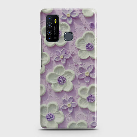 Infinix Hot 9 Pro Cover - Floral Series - Design 4 - Purple & White - Matte Finish - Snap On Hard Case with LifeTime Colors Guarantee