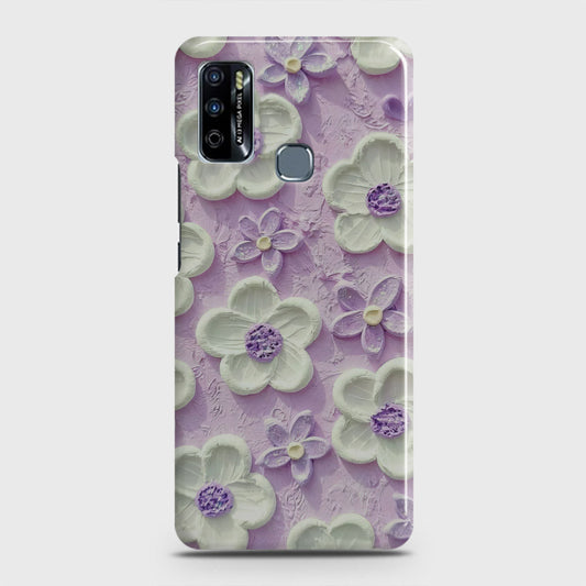 Infinix Hot 9 Play Cover - Floral Series - Design 4 - Purple & White - Matte Finish - Snap On Hard Case with LifeTime Colors Guarantee