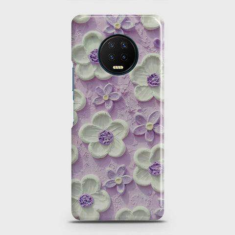 Infinix Note 7 Cover - Floral Series - Design 4 - Purple & White - Matte Finish - Snap On Hard Case with LifeTime Colors Guarantee