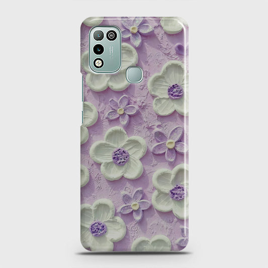 Infinix Hot 10 Play Cover - Floral Series - Design 4 - Purple & White - Matte Finish - Snap On Hard Case with LifeTime Colors Guarantee