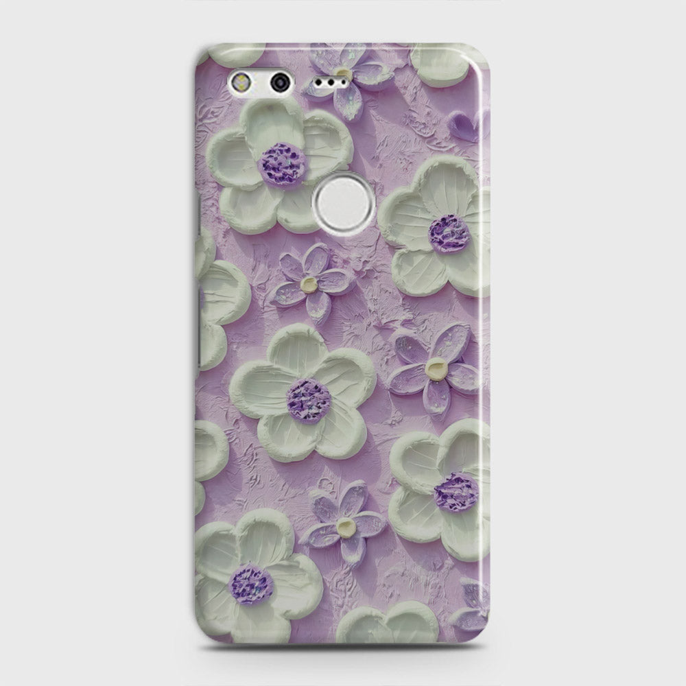 Google Pixel Cover - Floral Series - Design 4 - Purple & White - Matte Finish - Snap On Hard Case with LifeTime Colors Guarantee