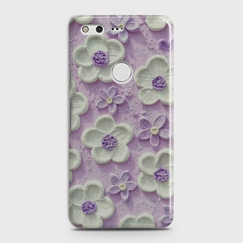 Google Pixel Cover - Floral Series - Design 4 - Purple & White - Matte Finish - Snap On Hard Case with LifeTime Colors Guarantee